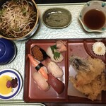 誠鮨 - そば握りセット…1950円温そば