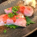 米沢牛黄木 牛鍋おおき  - 寿司　タレ甘すぎー
            