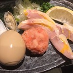 つけ麺一燈 - 雉と海老と貝の細つけ麺＋味玉