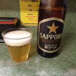 ラーメン二郎 - 瓶ビールでプシュー