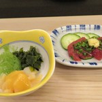 Yushima Onnazaka Kinoshita - 小柱の酢味噌がけ　くじらお刺身