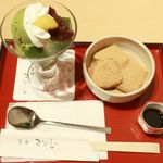 茶房こいし - 20191119ミニ抹茶パフェとミニ黒糖みつわらびもち