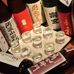 Sake set with 9 famous sakes