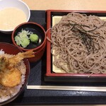 もりかけ庵 - ざるとろとばと海老天丼定食 ¥1200- (2019/12/02)