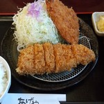 あげや - 厚切りロースかつ定食150g＋アジフライ