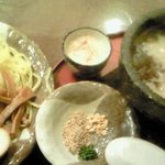 らーめん岡崎　東松山店 - 石黒（石焼和風つけ麺正油）＋ 一口ライス