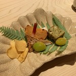 新ばし 星野 - 唐墨　大根　ばちこ　銀杏 くわい煎餅　茗荷 蟹袱紗焼