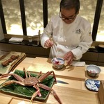 肉屋 田中 - ワクワク♪のカウンター前