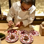 肉屋 田中 - 焼き物：神戸牛雌牛のタン 福井の地辛子 白トリュフがけ