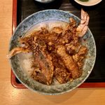 滝乃家 - 海老と穴子の天丼セット ¥980 の海老と穴子の天丼