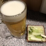 Hyuugashokudou - 生ビールと、お通し