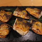 Odentoosakananoomisedenraku - 魚(鯖)の幽庵焼き：お酒がススム味付けでした