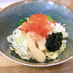 きくや - 燻製サーモンとイクラと生海苔の山葵和え麺〜飯割付き〜