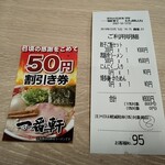 熟成豚骨ラーメン 一番軒 - 割引券も三枚目。