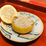 銀座 しのはら - なめこ飯に毛蟹、柚子釜入り