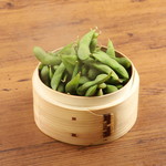 Perfect for beer! ``Black edamame'' steamed in a bamboo steamer