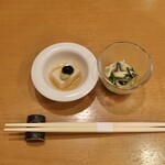 膳style眞太 - 胡麻豆腐と水菜と河豚皮のお浸し