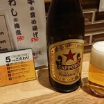 炭火焼大衆酒場 御厨 - ビールは赤星