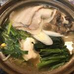 Sankai - 2019/12/06
                山海おまかせ定食 1,500円
                豚味噌鍋、刺身二品、唐揚げ、サラダ