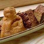 Yotsueda - 鹿児島風味噌おでん　餅きんちゃく、厚揚げ