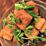 島の食べものや南風 - 191123土　沖縄　島の食べものや南風　カラッと揚げた島豆腐のにんにくじょうゆ380円