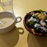 木村スパゲティ - ランチセットのスープ＆サラダ