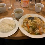 南海飯店 - かたい焼ソバ＋ライス