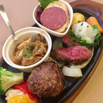 レストラン　イイジマ - 常陸牛粗挽きハンバーグ、常陸牛ももステーキ、常陸牛コンビーフバケット、常陸牛ビーフストロガノフ