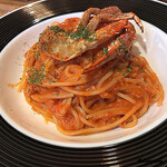 Braciola di Vento - Granchio Spaghetti alla salsa di pomodoro congranchio