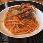 Braciola di Vento - Granchio Spaghetti alla salsa di pomodoro congranchio