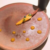 オルト - アミューズ2: 甘海老と柿のレモンビネガー漬け
                　　　　　　　蕪入り海老のスープ
