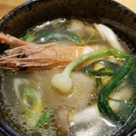 ラーメン巌哲 - 創作塩つけ麺「藜蝦と団扇剥」