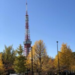 Soba Saku - 店を出ると目の前に東京タワーと銀杏並木