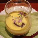 竹ざき - トウモロコシの冷製スープにカカオ添え