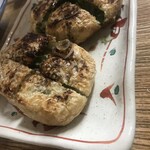 鳥源 - この揚げのネギはさみ焼きもオイシイ。