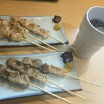 土呂っ子 - 焼き鳥330円/皿＋トラフグひれ酒800円