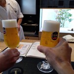 日本料理 藤井 - 生ビールで乾杯