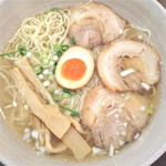 ばるむ食堂 - ら〜麺（￥598）半ライス（ランチサービス￥0）う〜ん、今回は下ブレ。美味しくなかったばすきやのら〜麺の味。値段の安さで80点。2012/3/16