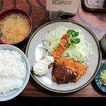 とんかつ藤芳 - ”とろトロかつ”と”エビフライ”　970円