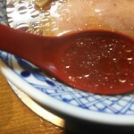 さんくるげ - スープ単体はしょっぱいと感じやすが、平打ち麺が調整してくれやす❗