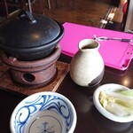 たらいうどん椛や - 最初は熱々豆腐