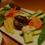 京橋 二刀流 - 【再訪】旬野菜の炒め蒸しバーニャカウダーソース（絶品！）