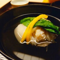 道人 - 蟹真丈　中に蟹味噌　しゃぶ餅　青菜