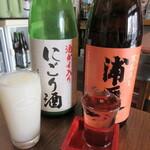 江戸家 - 酒かす入りにごり酒と寒おろし浦霞