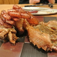 ほむら - 毛ガニの醤油漬け　カニ味噌側から