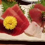 一心 - 左から　赤身・中トロ・石鯛・カンパチ