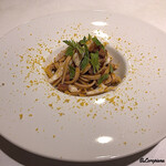 カーサ・デル・チーボ - 烏賊の腑腸を練り込んだBavette､真烏賊の煮込みｿｰｽ､Bottarga