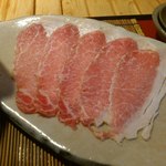 そば処 楽一 - イベリコ豚のしゃぶしゃぶのアップ。