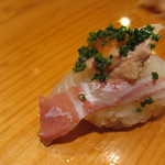 天寿し - 肝 on the 寒平目