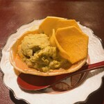 おかもと - この蟹味噌とくわいチップス最高